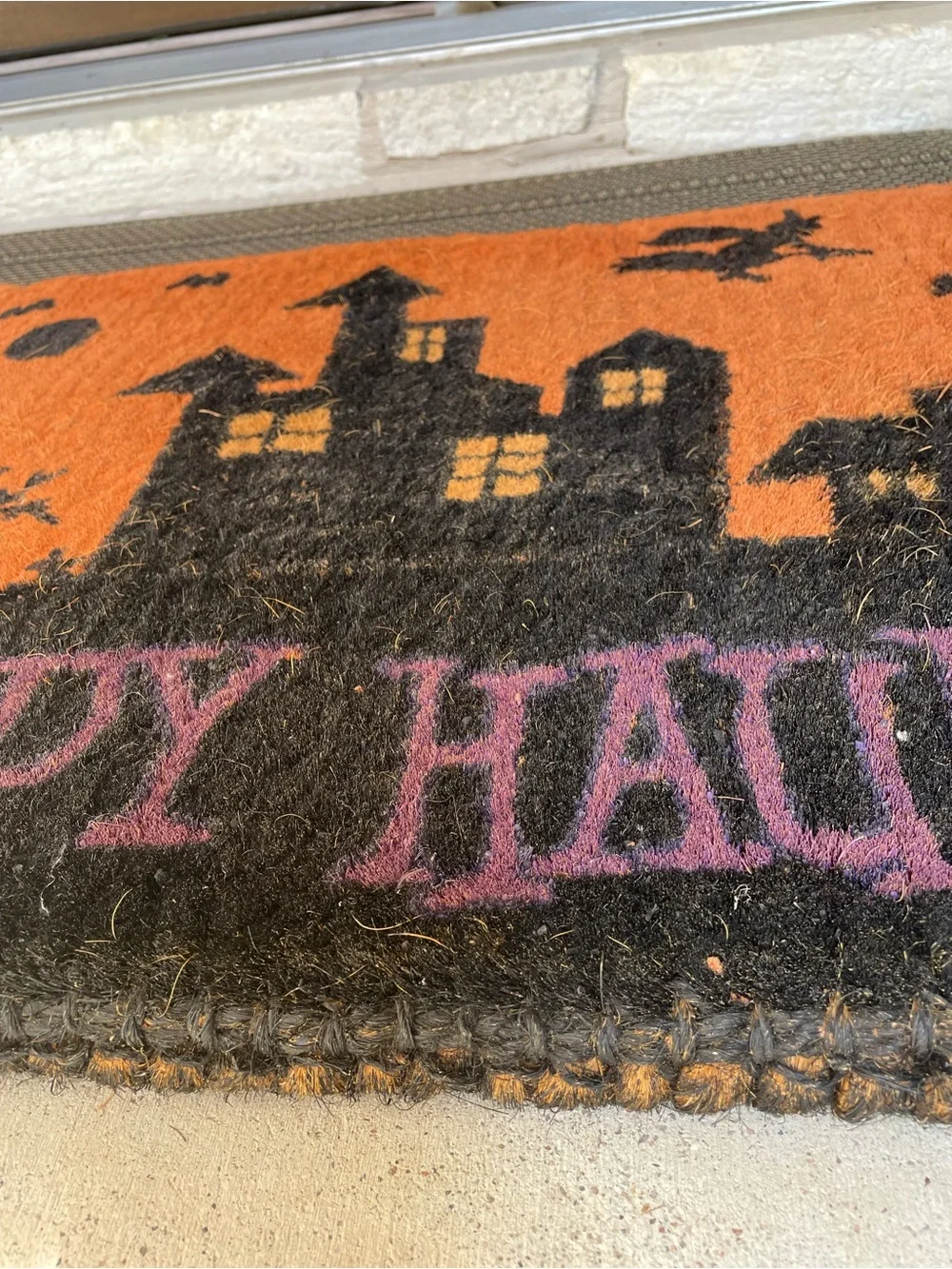 Halloween 'Happy Haunting' Orange & Black Doormat